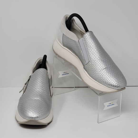 GEOX Women's RESPIRA Silver Woven Slip On Comfort Walking Shoes EU Size 41 New - Picture 1 of 10